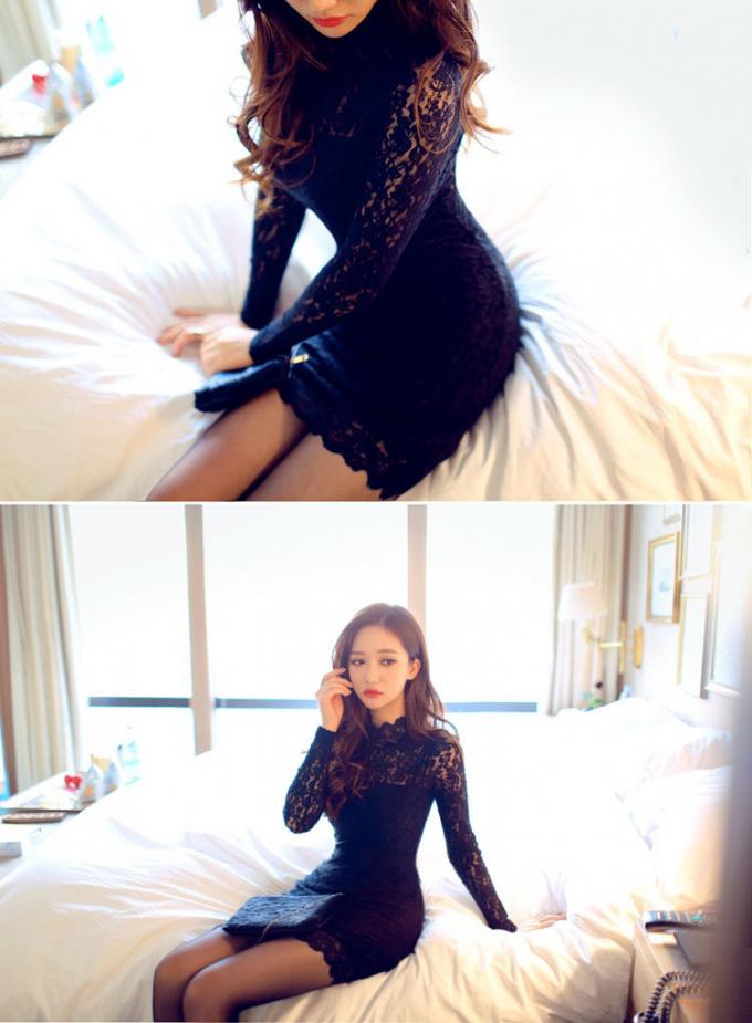 Vente chaude ! Nouvellement énumération de la lingerie à manches longues sexy transparente de haute qualité de mini-jupe de salopette