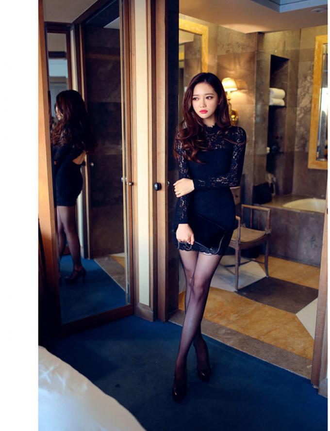 Vente chaude ! Nouvellement énumération de la lingerie à manches longues sexy transparente de haute qualité de mini-jupe de salopette