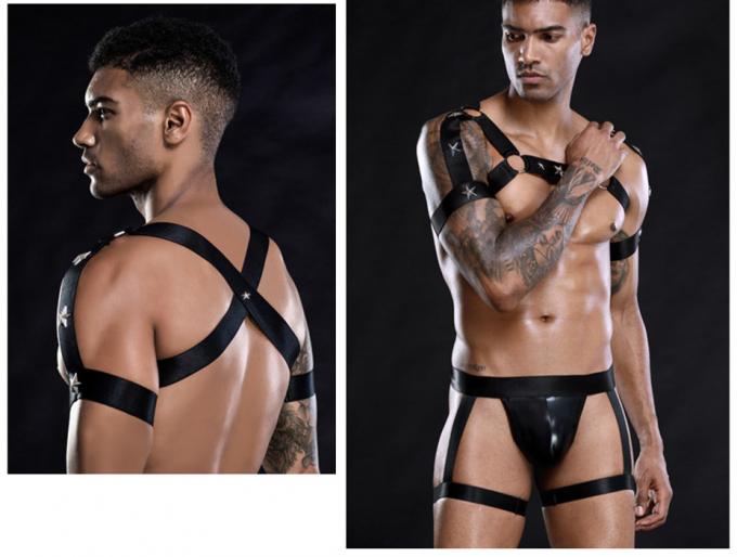 Vêtements de nuit sexy de jeu de rôle de ceinture-harnais de sexe d'ensemble de lingerie de combinaison de gilet du ′ s d'hommes
