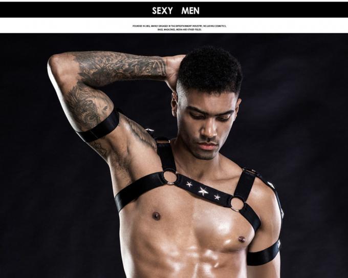 Vêtements de nuit sexy de jeu de rôle de ceinture-harnais de sexe d'ensemble de lingerie de combinaison de gilet du ′ s d'hommes