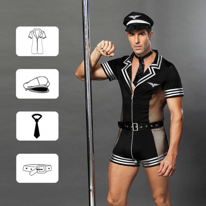 Ensemble uniforme de lingerie de Cosplay de police sexy de sous-vêtements d'hommes de porno