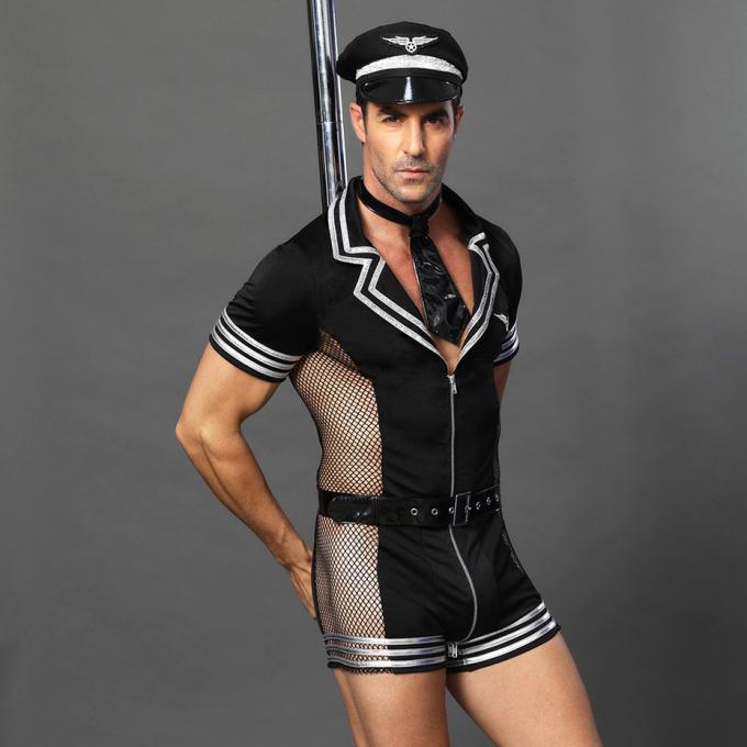 Ensemble uniforme de lingerie de Cosplay de police sexy de sous-vêtements d'hommes de porno