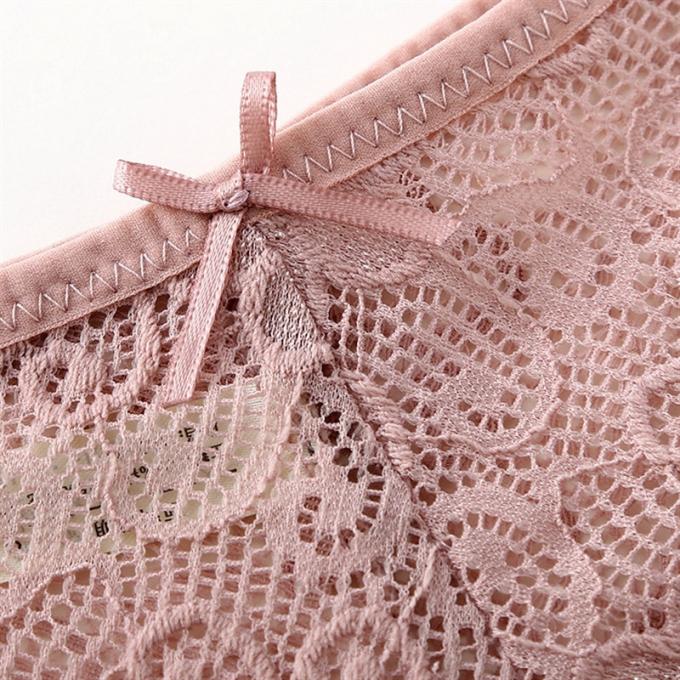 Les dossiers respirables de sous-vêtements de chanvre de XL de culotte d'une seule pièce en nylon de soutien-gorge lacent creux 2
