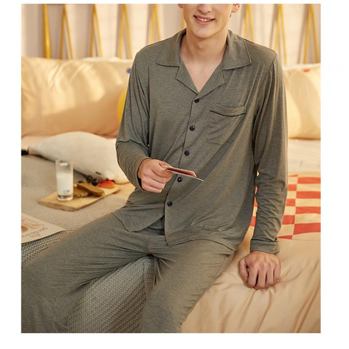 Longs vêtements de nuit de coton de femmes de douille de pyjamas en deux pièces modaux de tissu