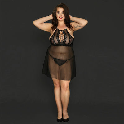 Fibre de Spandex plus les sous-vêtements sexy tricotés par lingerie de Babydoll pour de grandes femmes