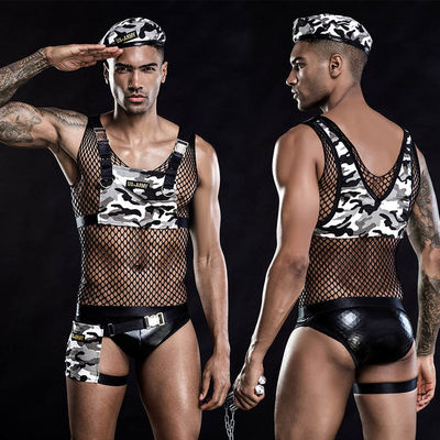 Uniforme militaire militaire érotique de Cosplay des lingeries sexy des euro hommes libres de taille