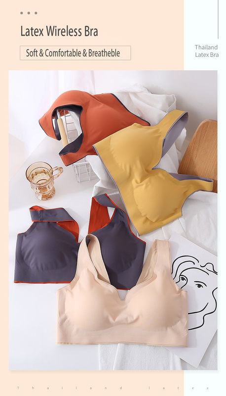 La plaine confortable de femmes de soutien-gorge sans couture en nylon de sport a teint la fermeture arrière de latex
