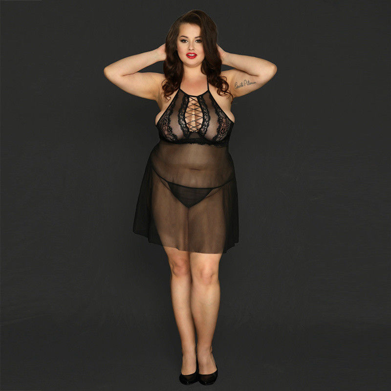 Fibre de Spandex plus les sous-vêtements sexy tricotés par lingerie de Babydoll pour de grandes femmes