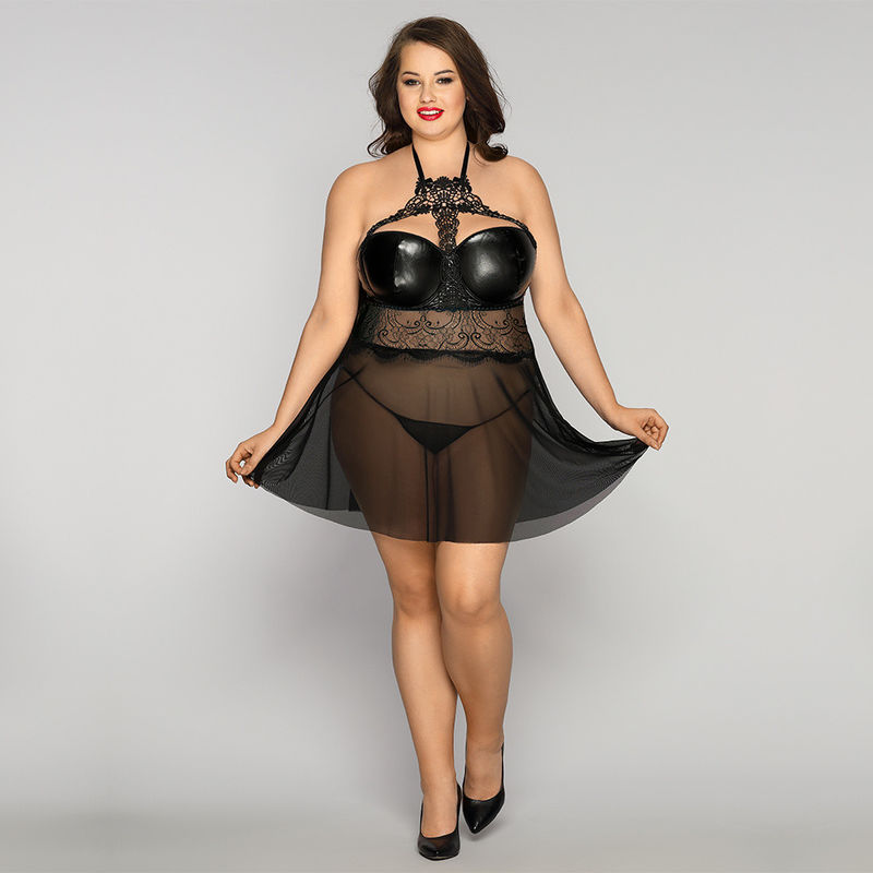 Pyjamas transparents 70kg de robe-chemisier de Babydoll de vêtements de nuit de dentelle de sommeil