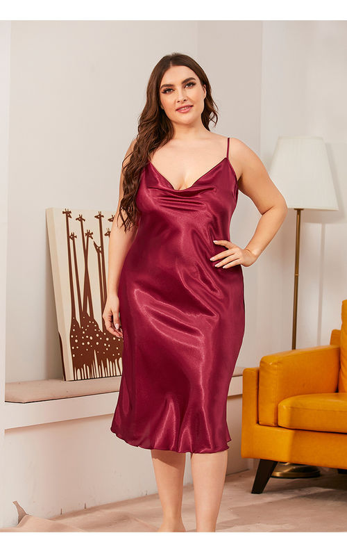 Le satin a tricoté la robe sans manche en nylon de nuit de pyjamas en soie sexy de vêtements de nuit