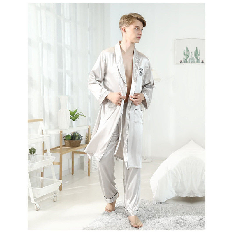 L'été Pj des hommes de chemise de nuit place des pyjamas d'été du coton des hommes en soie de satin