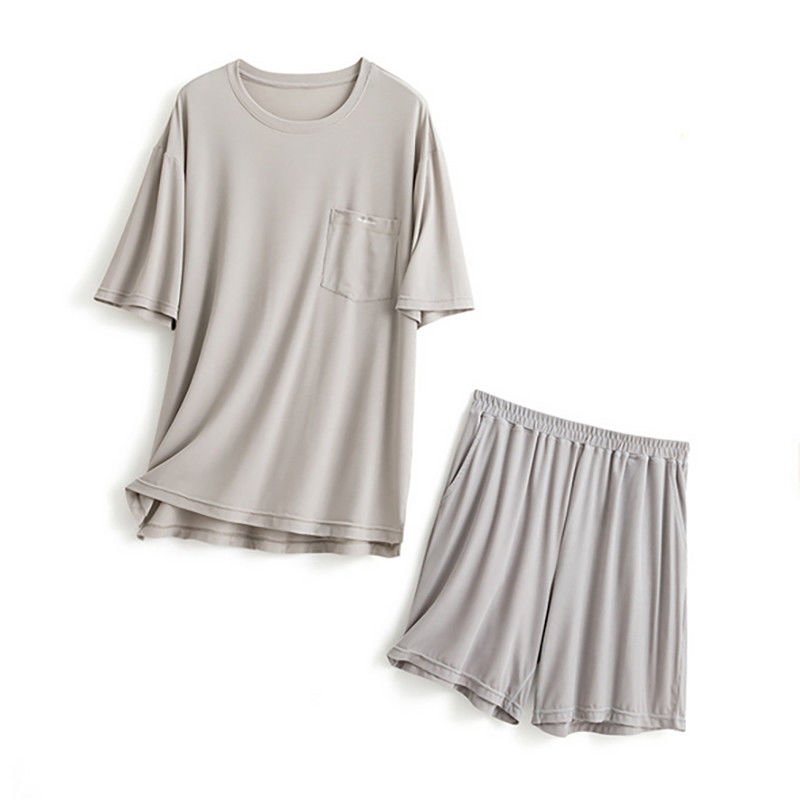 Les vêtements de nuit des hommes en soie de XXL ont tricoté l'été bleu de Loungewear de costume de nuit de coffre de 114cm