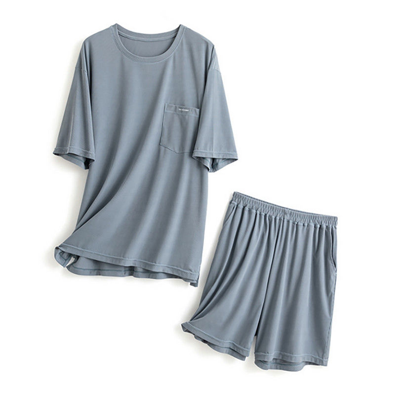 Les vêtements de nuit des hommes en soie de XXL ont tricoté l'été bleu de Loungewear de costume de nuit de coffre de 114cm