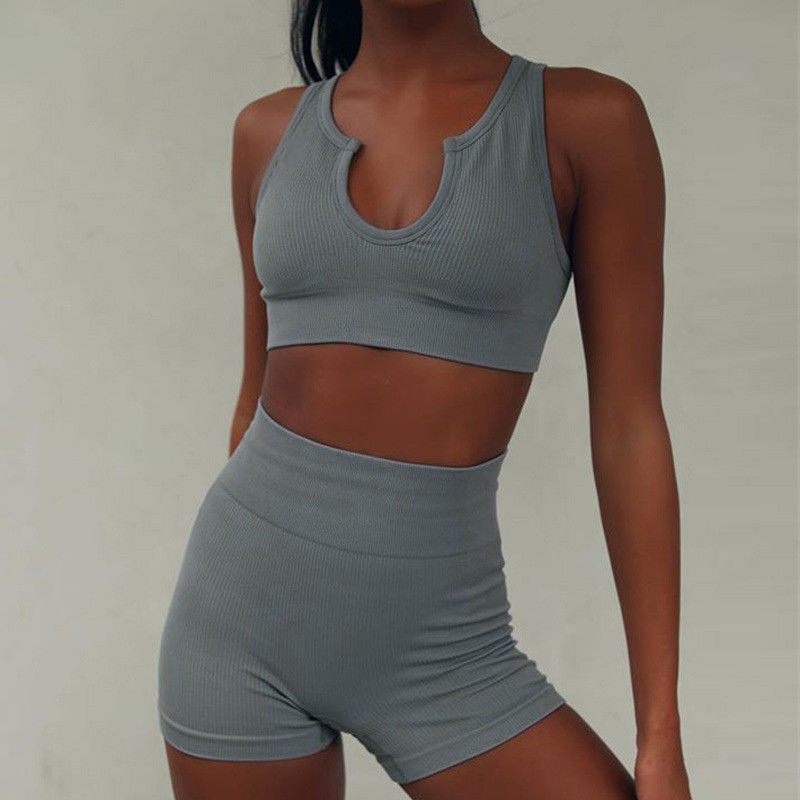 Soutien-gorge supérieur Elastane de sports de pleine de tasse longue culture de douille 2 PCs/ensemble