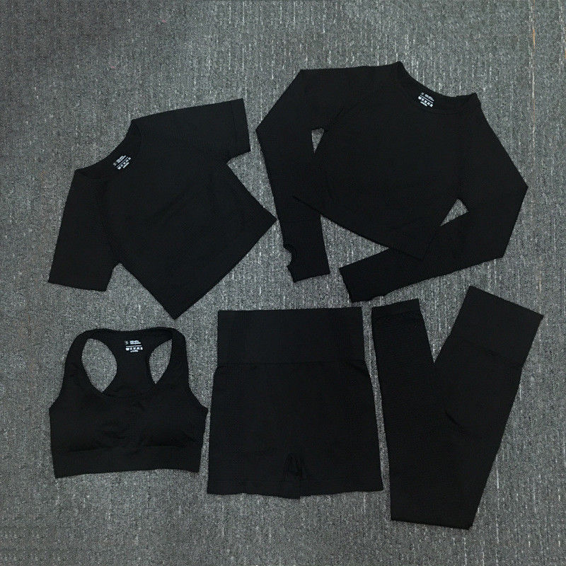 Nylon Polyester Spandex Cropped Long Sleeve Workout Top Gym Wear Ribbed Sportswear
