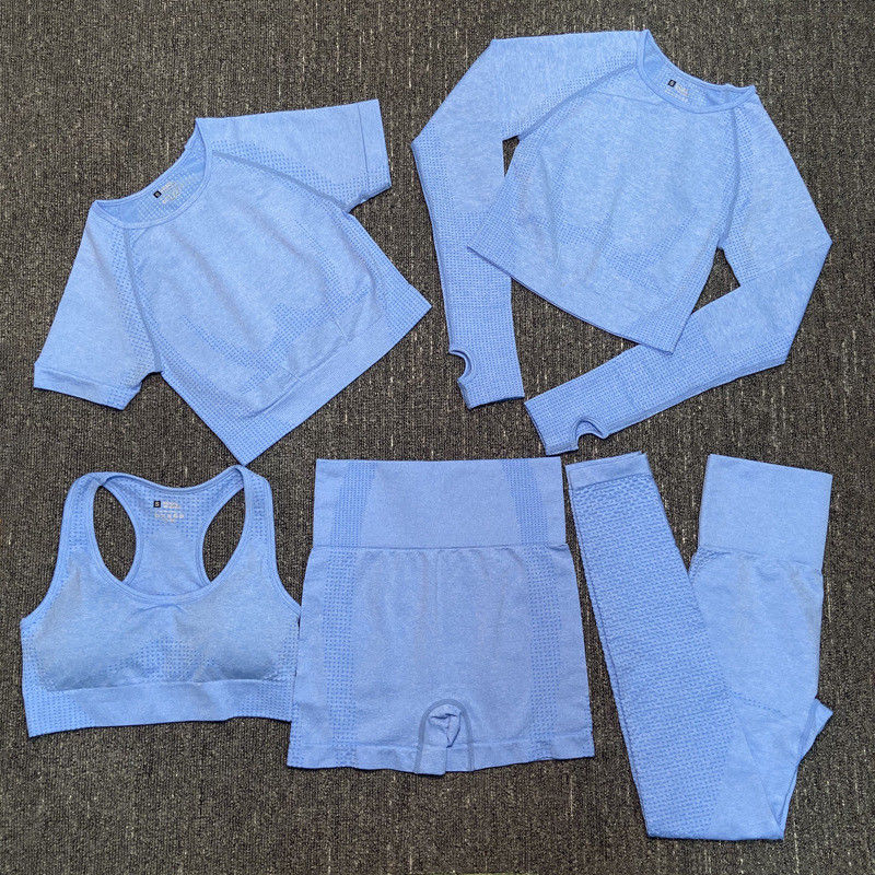 Nylon Polyester Spandex Cropped Long Sleeve Workout Top Gym Wear Ribbed Sportswear