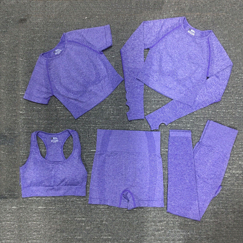 Nylon Polyester Spandex Cropped Long Sleeve Workout Top Gym Wear Ribbed Sportswear