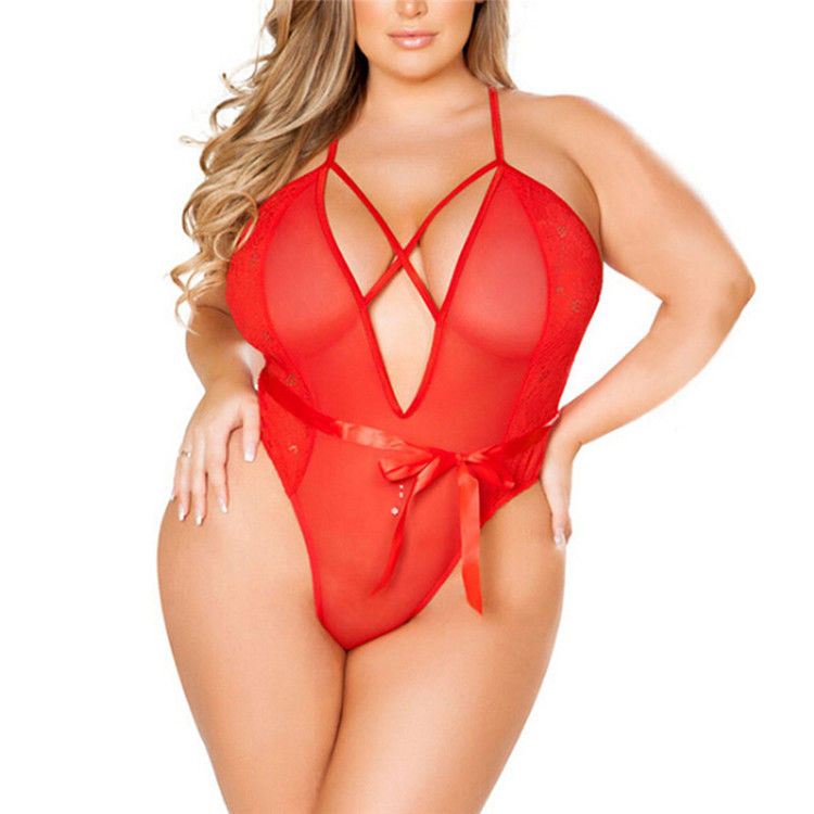 La lingerie plus l'une seule pièce érotique V de taille de combinaison sans dos profonde des femmes a placé les femmes plus les lingeries sexy de taille