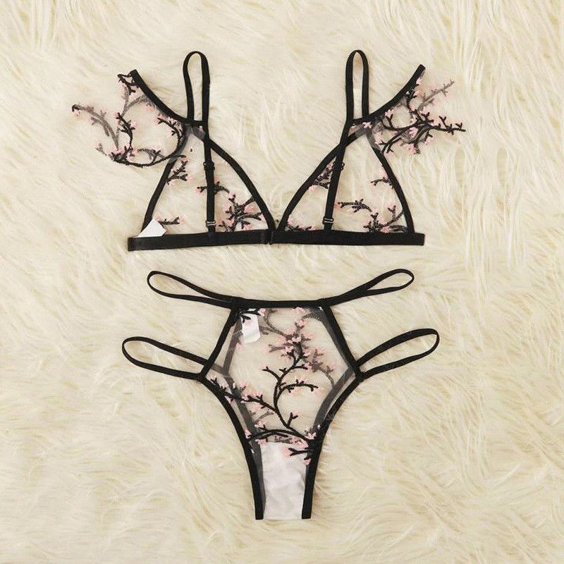Dentelle transparente sexy antibactérienne respirable Bralette de fleur de polyamide de la dentelle 82