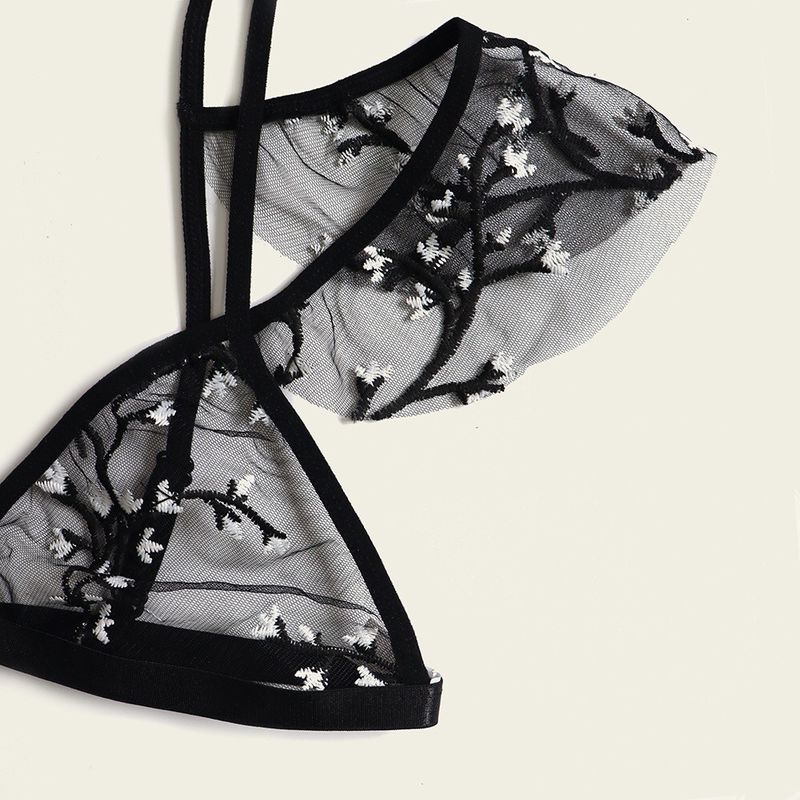Dentelle transparente sexy antibactérienne respirable Bralette de fleur de polyamide de la dentelle 82