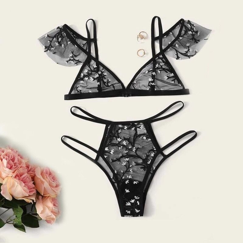 Dentelle transparente sexy antibactérienne respirable Bralette de fleur de polyamide de la dentelle 82